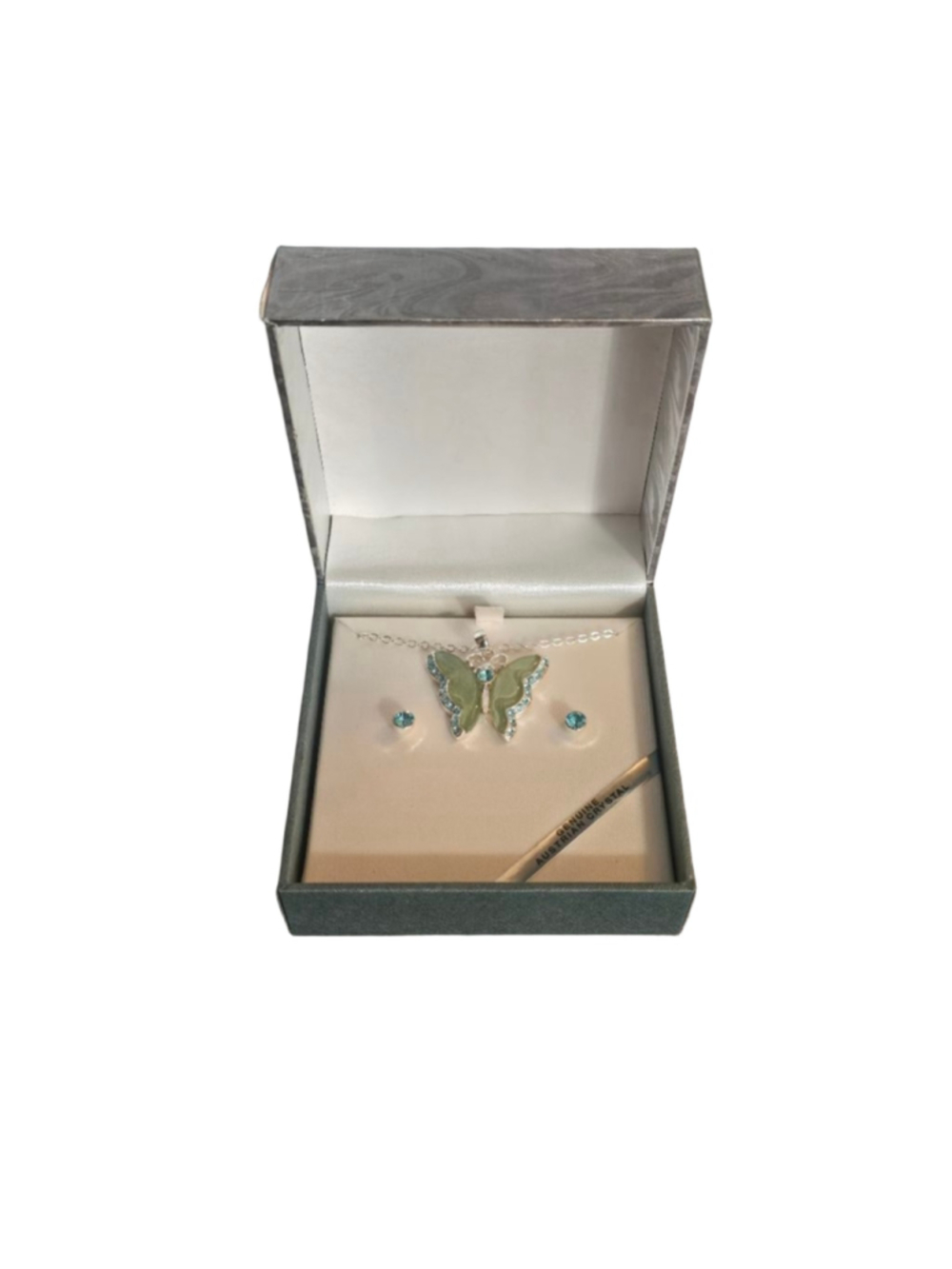 Austrian Crystal Butterfly Necklace with Matching Earrings